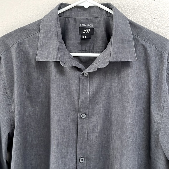 H&M Shirts Nwot Hm Easy Iron Dark Gray Black Button Down Dress